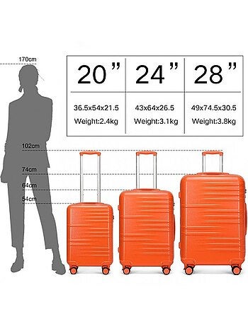 Set de 3 valises - 54/64/74 cm abs serrure tsa - british traveller