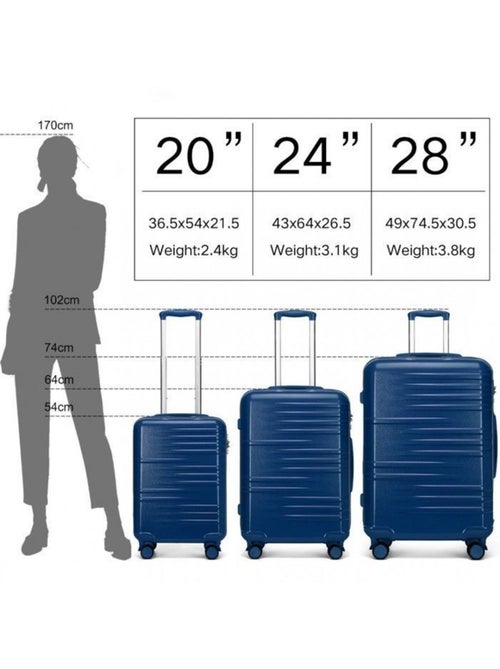 Set de 3 valises - 54/64/74 cm abs+pc 4 roulettes serrure tsa - british traveller - Kiabi Set de 3 valises - 54/64/74 cm abs+pc 4 roulettes serrure tsa - british traveller - Kiabi