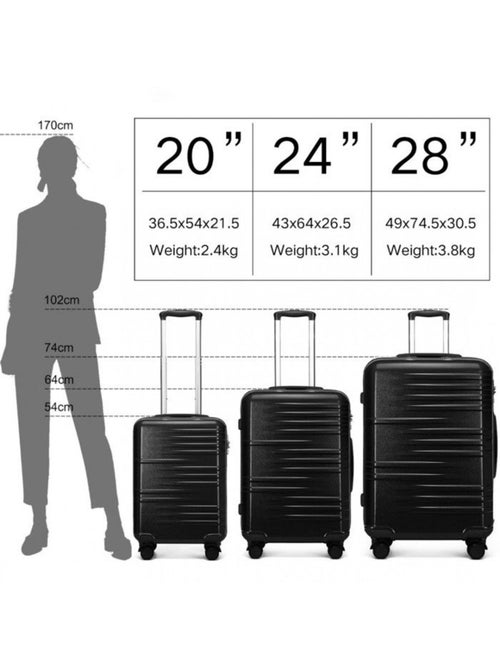 Set de 3 valises - 54/64/74 cm abs+pc 4 roulettes serrure tsa - british traveller - Kiabi