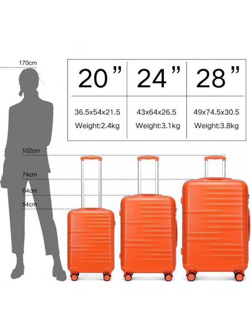 Set de 3 valises - 54/64/74.5 cm abs+pc serrure tsa - british traveller Orange - Kiabi