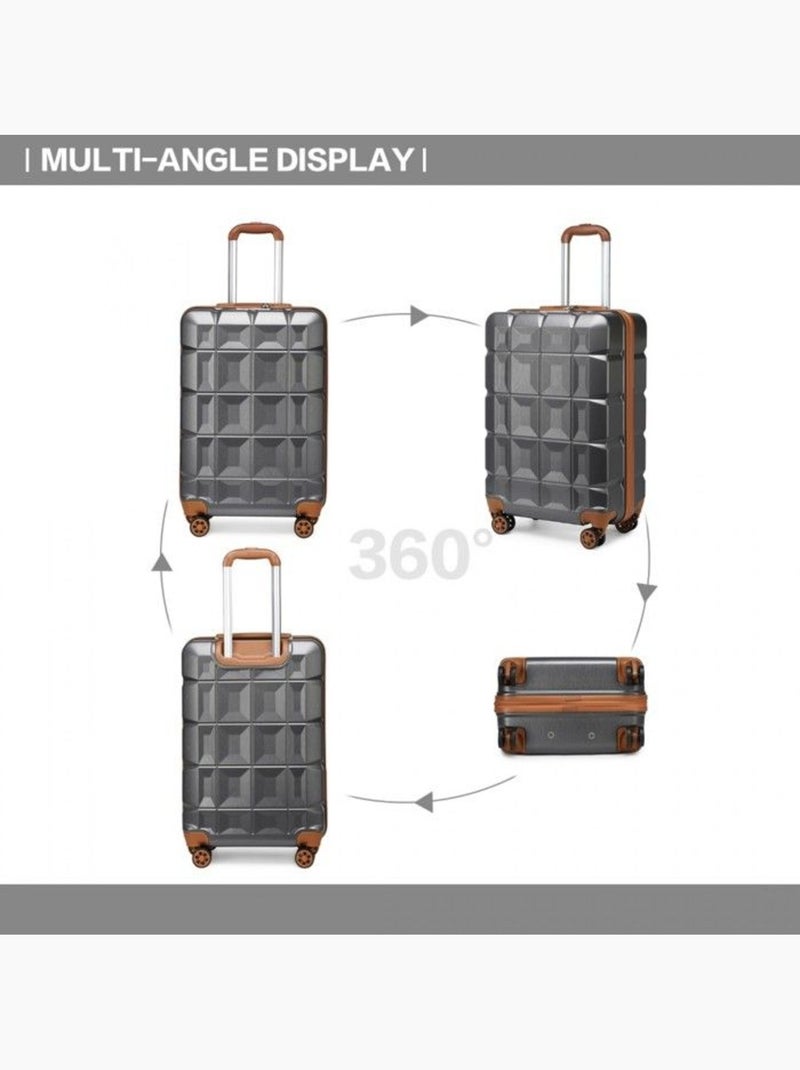 Set de 3 valises - 54x34x22 cm, rigide abs, 4 roues, serrure tsa - kono Gris - Kiabi