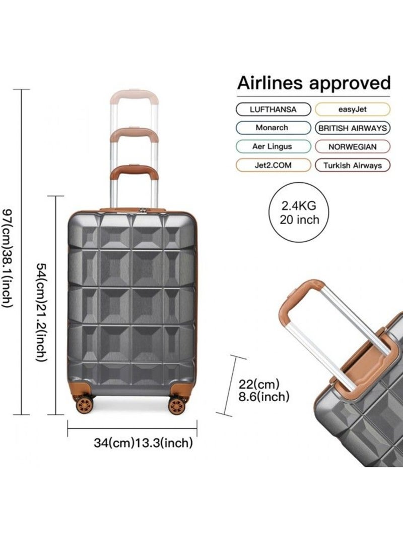 Set de 3 valises - 54x34x22 cm, rigide abs, 4 roues, serrure tsa - kono Gris - Kiabi