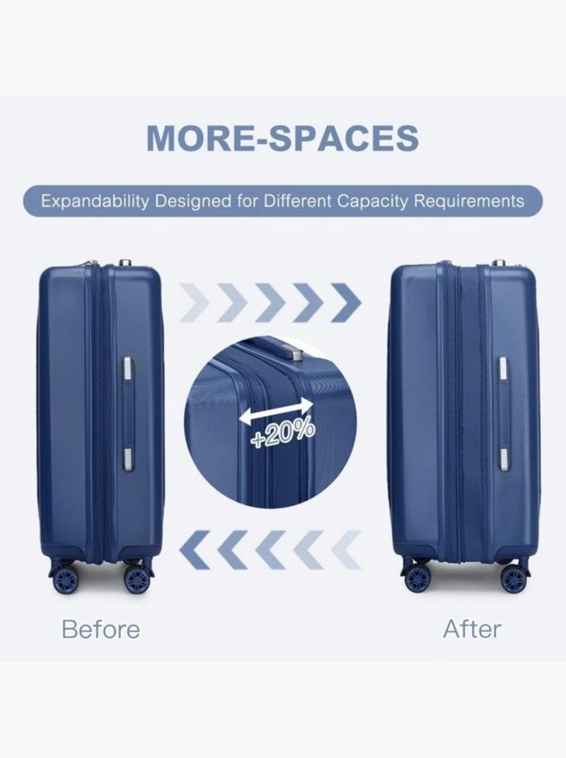 Set de 3 valises - 55/65/75 cm abs 4 roulettes serrure tsa - kono Bleu - Kiabi