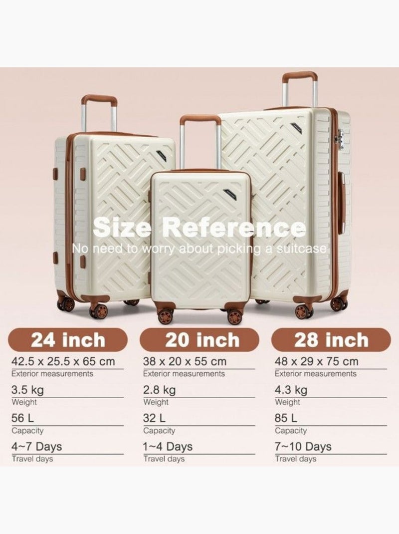 Set de 3 valises - 55/65/75 cm abs 4 roulettes serrure tsa - supercase Blanc - Kiabi