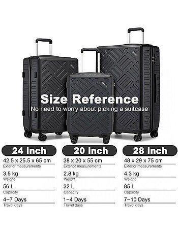Set de 3 valises - 55/65/75 cm abs 4 roulettes serrure tsa - supercase
