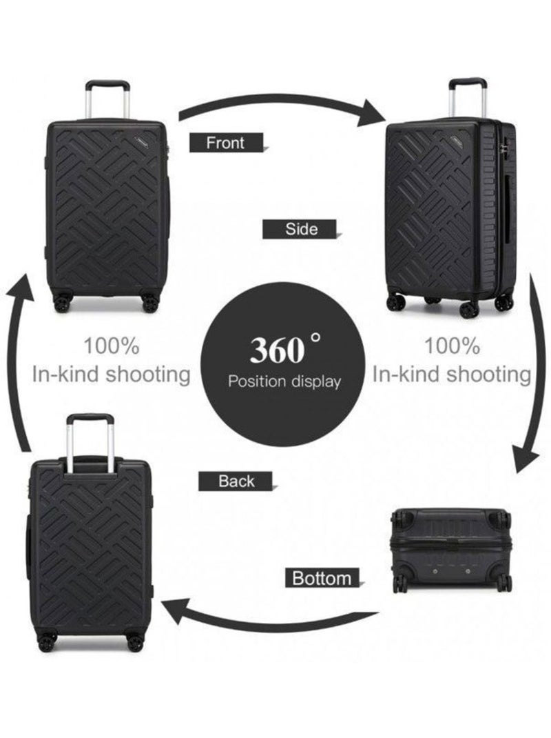Set de 3 valises - 55/65/75 cm abs 4 roulettes serrure tsa - supercase Noir - Kiabi