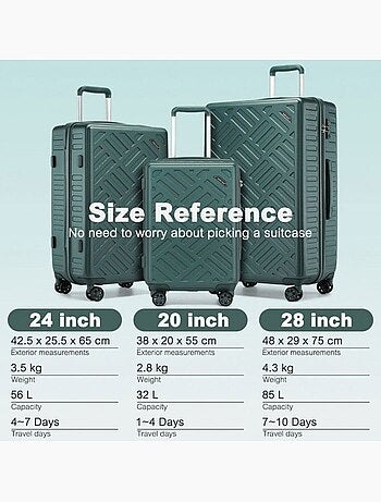 Set de 3 valises - 55/65/75 cm abs 4 roulettes serrure tsa - supercase