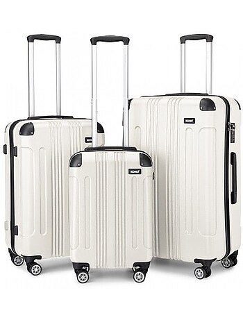 Set de 3 valises - 55/65/75 cm abs+pc 4 roulettes - kono
