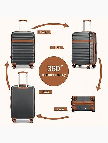 Set de 3 valises - 55/65/75 cm abs+pc 4 roulettes serrure tsa - kono