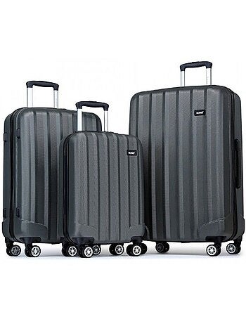 Set de 3 valises - 55/65/75 cm, rigide abs, 4 roues 360° - kono