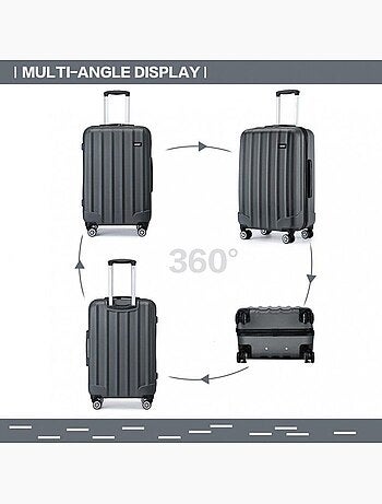 Set de 3 valises - 55/65/75 cm, rigide abs, 4 roues 360° - kono
