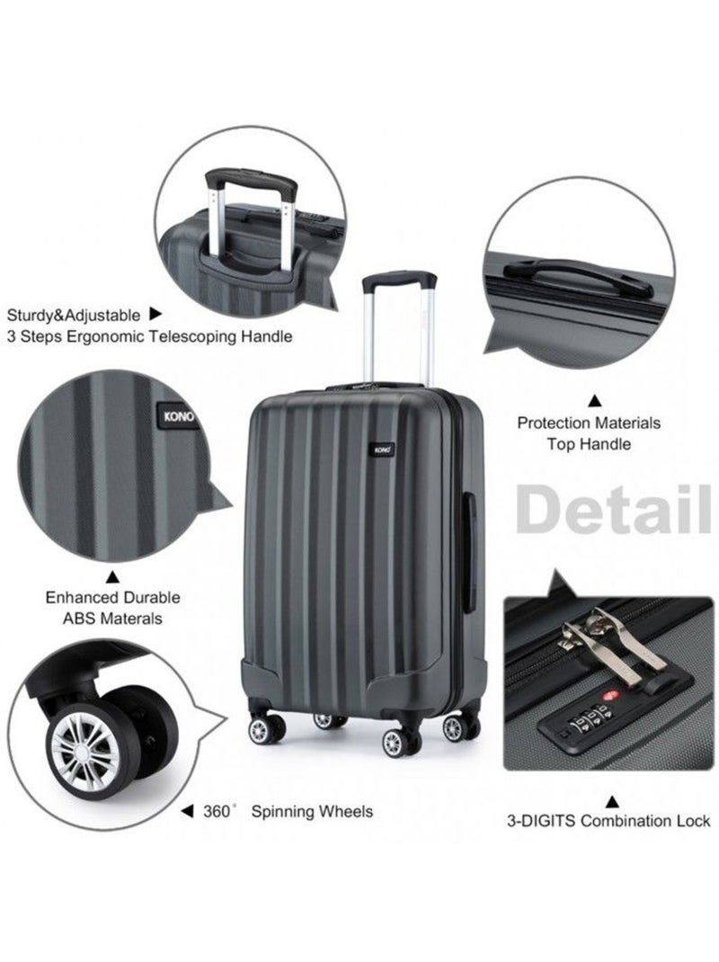 Set de 3 valises - 55/65/75 cm, rigide abs, 4 roues 360° - kono Gris - Kiabi