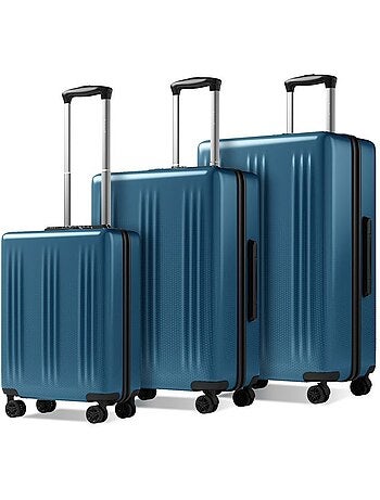 Set de 3 valises - 55/65/75 cm, rigide abs + pc, 4 roues 360°, serrure tsa - kono