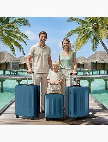Set de 3 valises - 55/65/75 cm, rigide abs + pc, 4 roues 360°, serrure tsa - kono