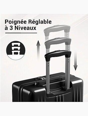 Set de 3 valises - 55/65/75 cm, rigide abs + pc, 4 roues 360°, serrure tsa - kono