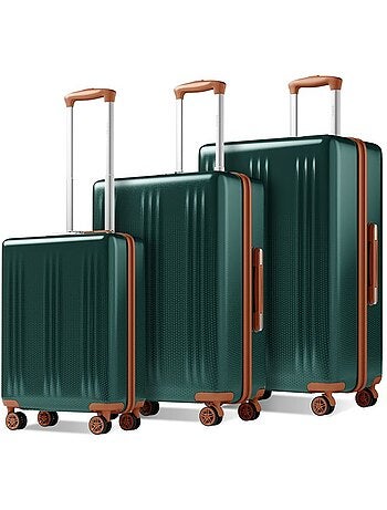 Set de 3 valises - 55/65/75 cm, rigide abs + pc, 4 roues 360°, serrure tsa - kono