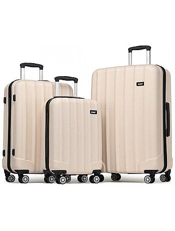 Set de 3 valises - 55/65/75 cm, rigide abs + pc, 4 roues, serrure à code - kono