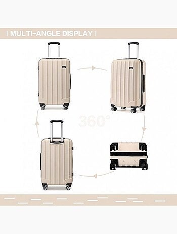 Set de 3 valises - 55/65/75 cm, rigide abs + pc, 4 roues, serrure à code - kono