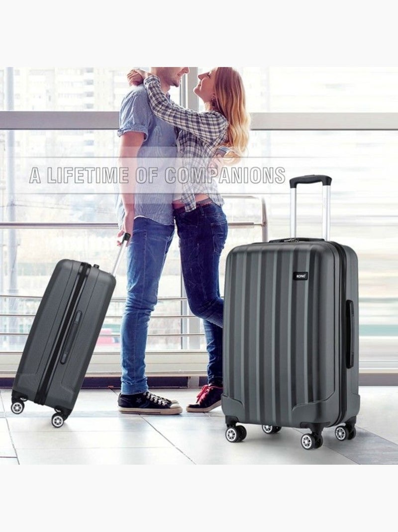 Set de 3 valises - 55/65/75 cm, rigide abs + pc, 4 roues, serrure à code - kono Gris - Kiabi
