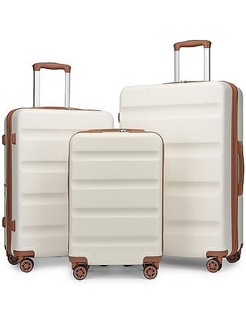 Set de 3 valises - 55/65/75 cm, rigide abs + pc, 4 roues, serrure tsa - kono