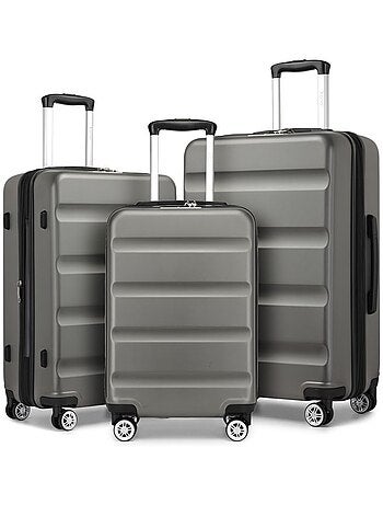Set de 3 valises - 55/65/75 cm, rigide abs + pc, 4 roues, serrure tsa - kono