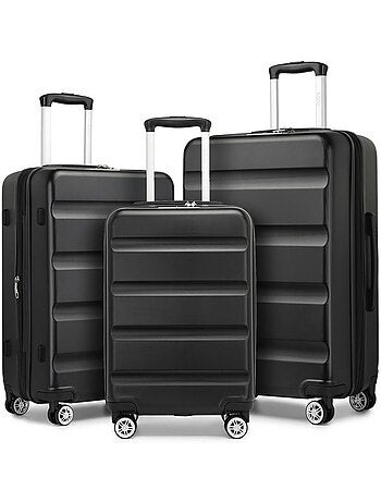 Set de 3 valises - 55/65/75 cm, rigide abs + pc, 4 roues, serrure tsa - kono