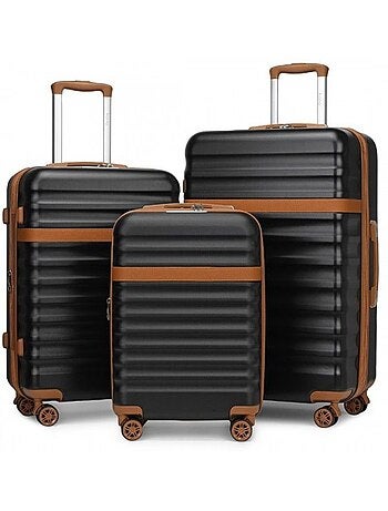 Set de 3 valises - 55/65/75 cm, rigide abs + pc, extensible, 4 roues 360°, serrure tsa - kono