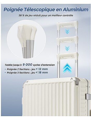 Set de 3 valises - 55/65/75 cm, rigide polycarbonate, 4 roues 360°, serrure tsa - kono