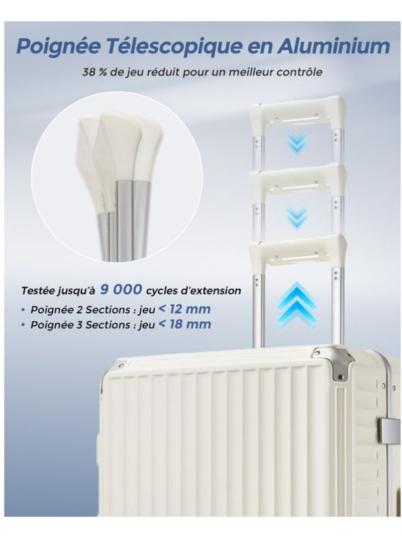 Set de 3 valises - 55/65/75 cm, rigide polycarbonate, 4 roues 360°, serrure tsa - kono Blanc - Kiabi