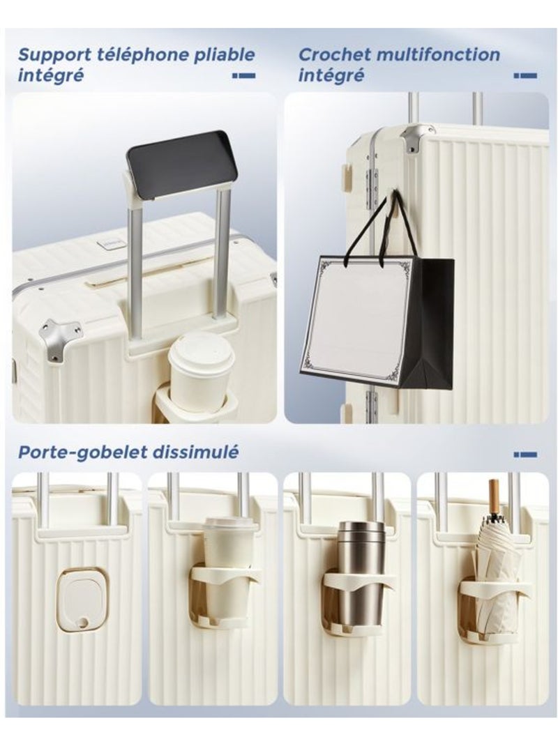 Set de 3 valises - 55/65/75 cm, rigide polycarbonate, 4 roues 360°, serrure tsa - kono Blanc - Kiabi