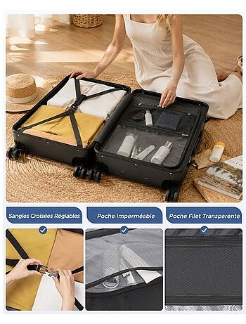 Set de 3 valises - 55/65/75 cm, rigide polycarbonate, 4 roues 360°, serrure tsa - kono