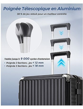 Set de 3 valises - 55/65/75 cm, rigide polycarbonate, 4 roues 360°, serrure tsa - kono