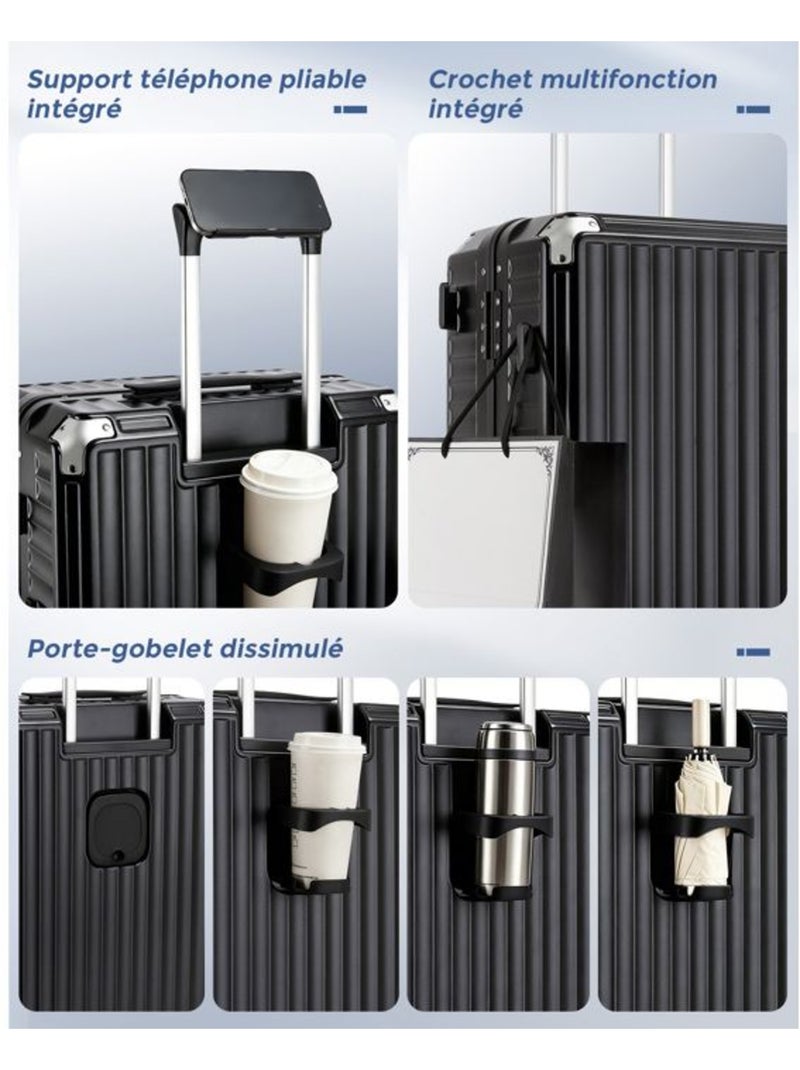 Set de 3 valises - 55/65/75 cm, rigide polycarbonate, 4 roues 360°, serrure tsa - kono Noir - Kiabi