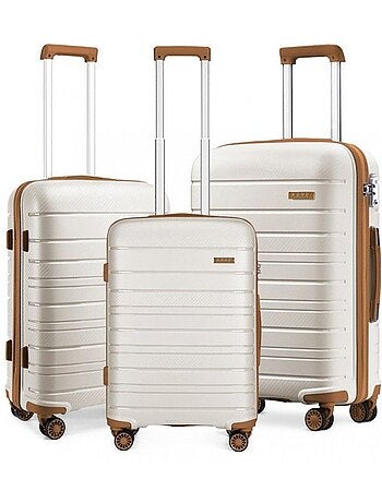 Set de 3 valises - 55/65/76 cm, rigide abs, 4 roues 360°, serrure tsa - kono