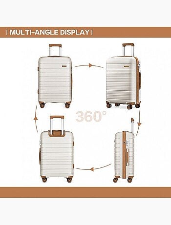 Set de 3 valises - 55/65/76 cm, rigide abs, 4 roues 360°, serrure tsa - kono