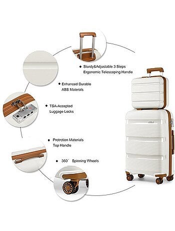 Set de 3 valises - 55/65/76 cm, rigide abs, 4 roues 360°, serrure tsa - kono