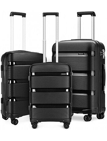 Set de 3 valises - 55/65/76 cm, rigide abs, 4 roues 360°, serrure tsa - kono
