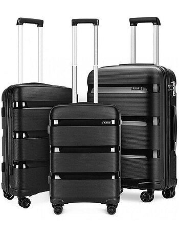 Set de 3 valises - 55/65/76 cm, rigide abs, 4 roues 360°, serrure tsa - kono
