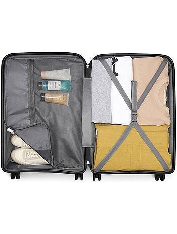 Set de 3 valises - 55/65/76 cm, rigide abs, 4 roues 360°, serrure tsa - kono