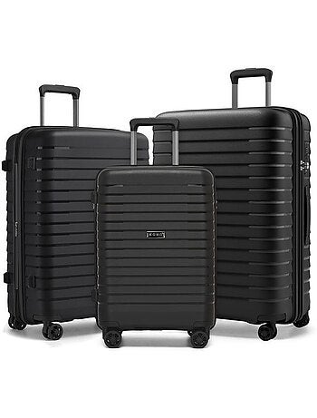 Set de 3 valises - 55/65/76 cm, rigide, extensible, 4 roues 360°, serrure tsa - kono