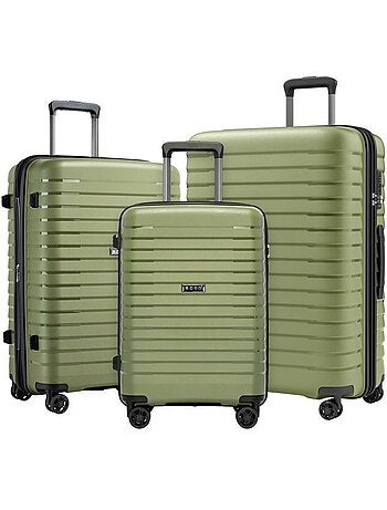 Set de 3 valises - 55/65/76 cm, rigide, extensible, 4 roues 360°, serrure tsa - kono