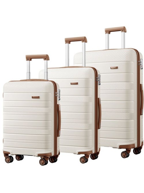 Set de 3 valises - 55/65/76 cm, rigide polypropylène (pp), 4 roues, serrure tsa - kono - Kiabi