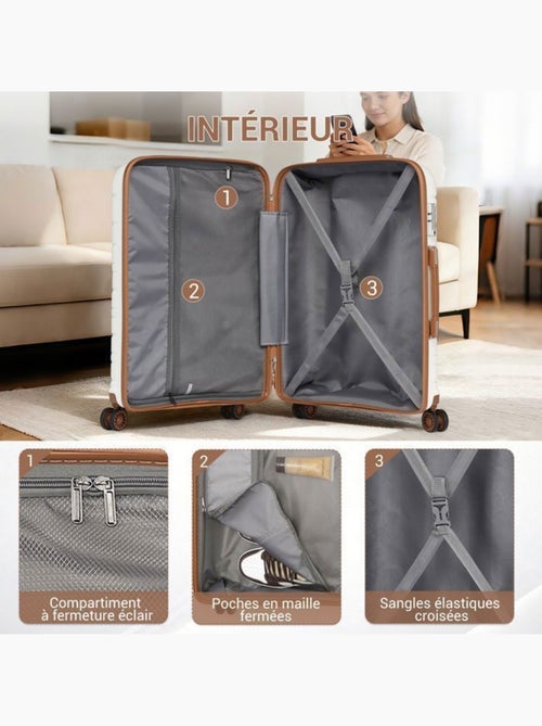Set de 3 valises - 55/65/76 cm, rigide polypropylène (pp), 4 roues, serrure tsa - kono - Kiabi