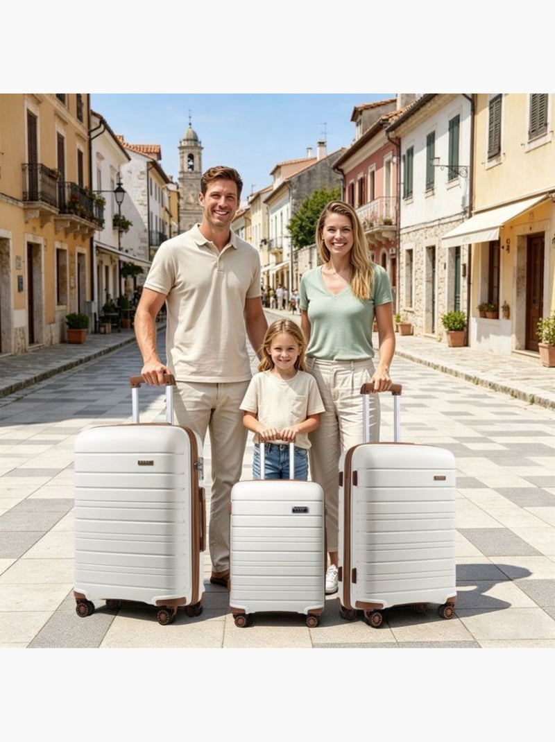 Set de 3 valises - 55/65/76 cm, rigide polypropylène (pp), 4 roues, serrure tsa - kono Blanc - Kiabi