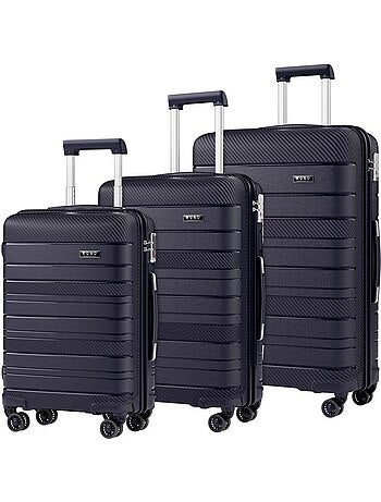 Set de 3 valises - 55/65/76 cm, rigide polypropylène (pp), 4 roues, serrure tsa - kono
