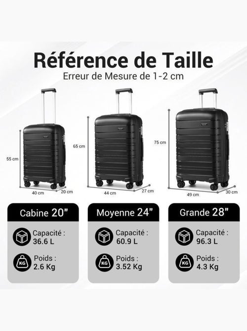 Set de 3 valises - 55/65/76 cm, rigide polypropylène (pp), 4 roues, serrure tsa - kono - Kiabi Set de 3 valises - 55/65/76 cm, rigide polypropylène (pp), 4 roues, serrure tsa - kono - Kiabi