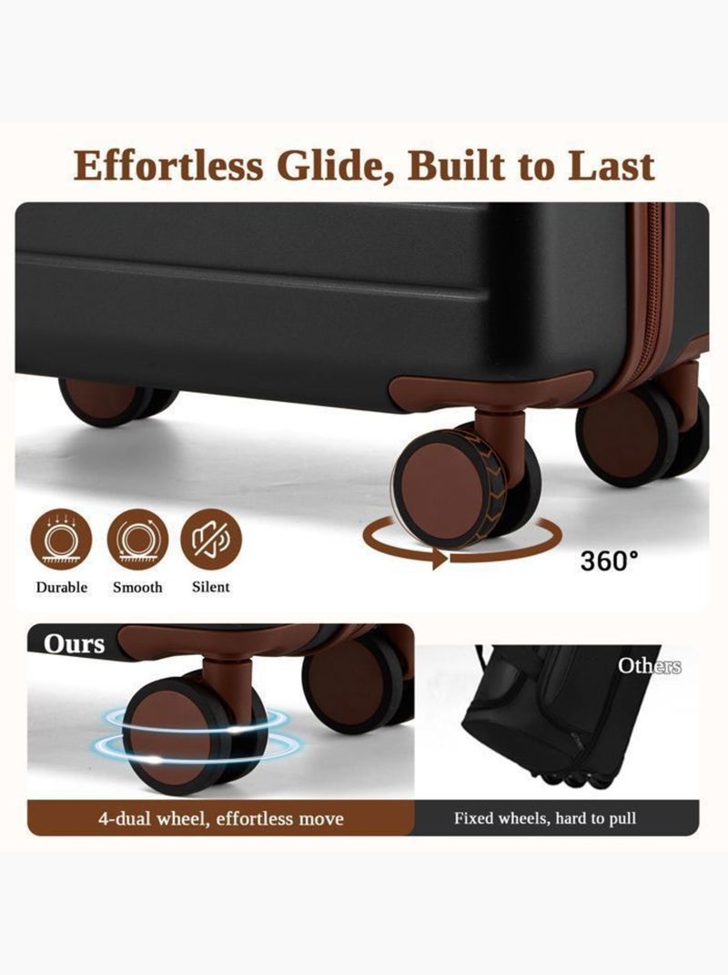 Set de 3 valises - 55/66.5/76.5 cm, rigide abs + pc, 4 roues 360° - kono Noir - Kiabi