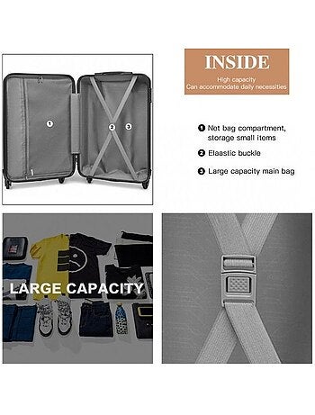 Set de 3 valises - 55/66/75 cm abs 4 roulettes serrure tsa - kono