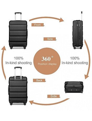 Set de 3 valises - 55/66/75 cm abs 4 roulettes serrure tsa - kono