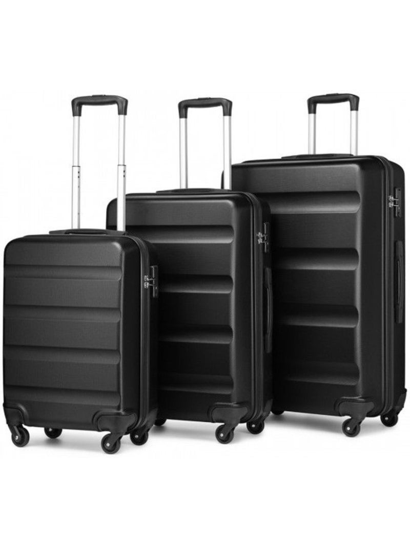 Set de 3 valises - 55/66/75 cm abs 4 roulettes serrure tsa - kono Noir - Kiabi